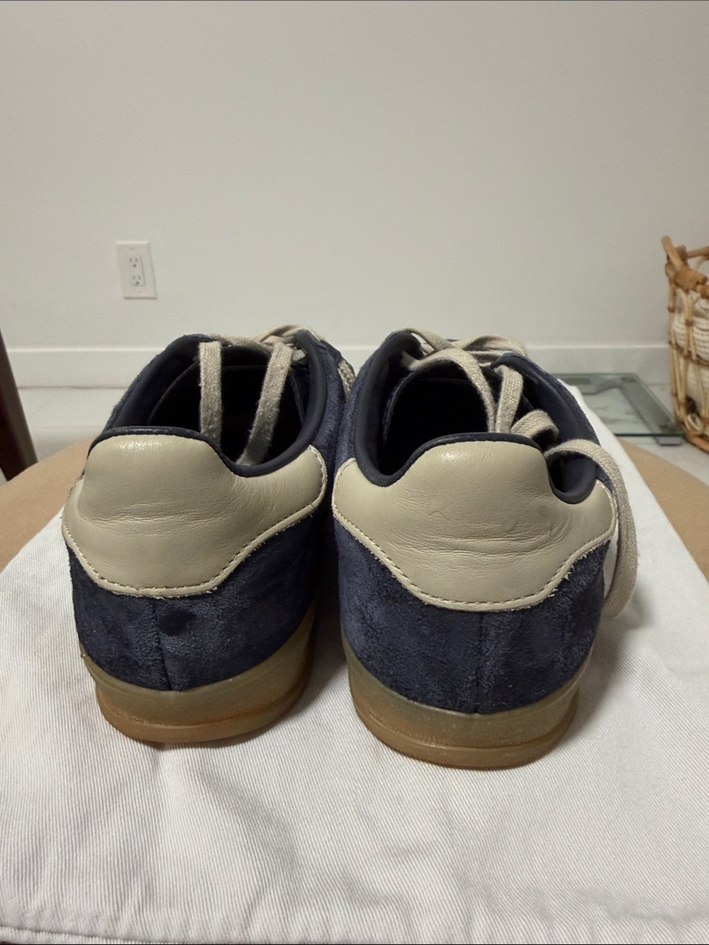 Adidas Gazelle Women Navy Suede Sneakers with Cream Stripes - Picture 3 of 6